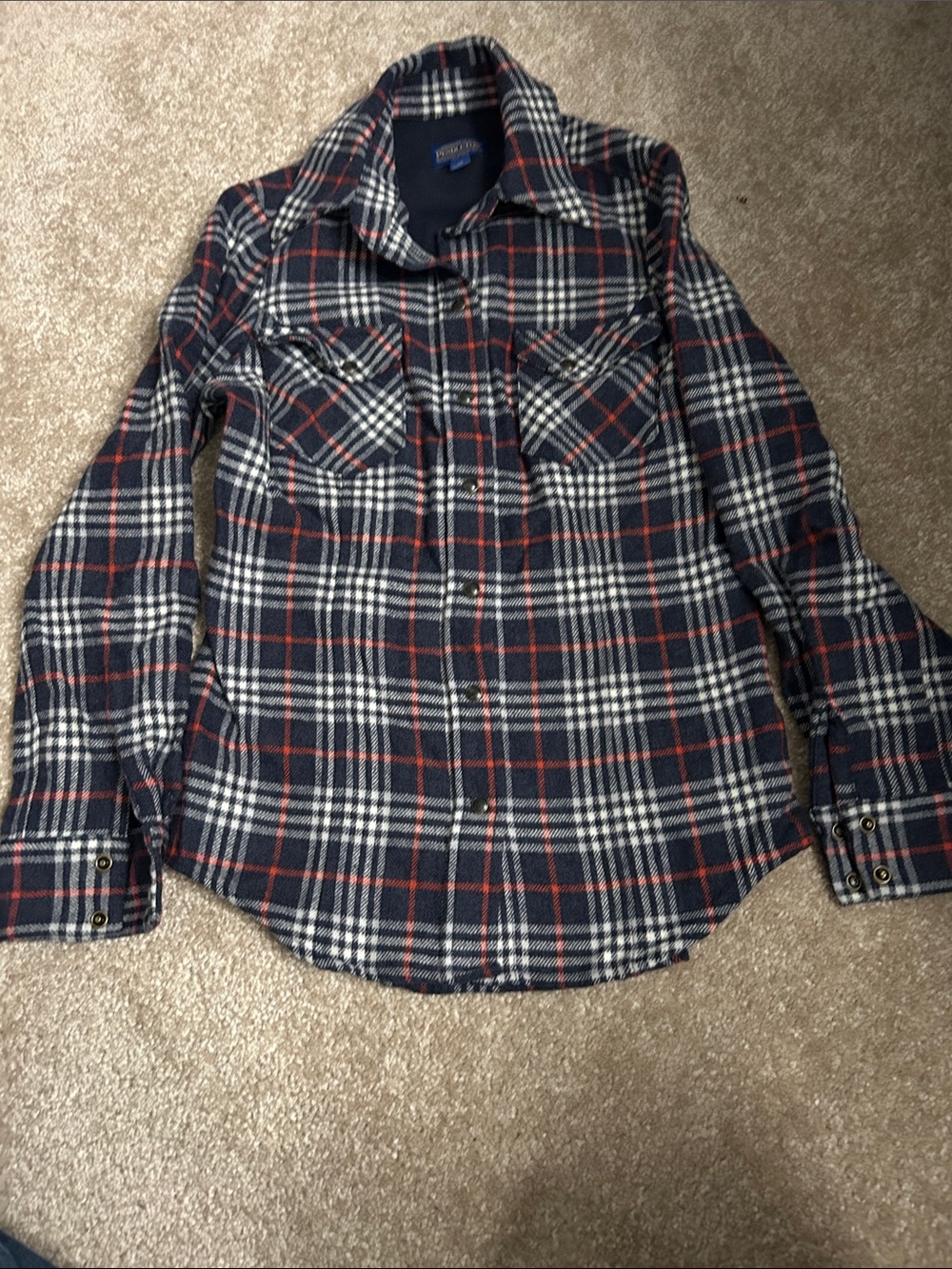Pendleton Navy, White and Red Plaid Shirt